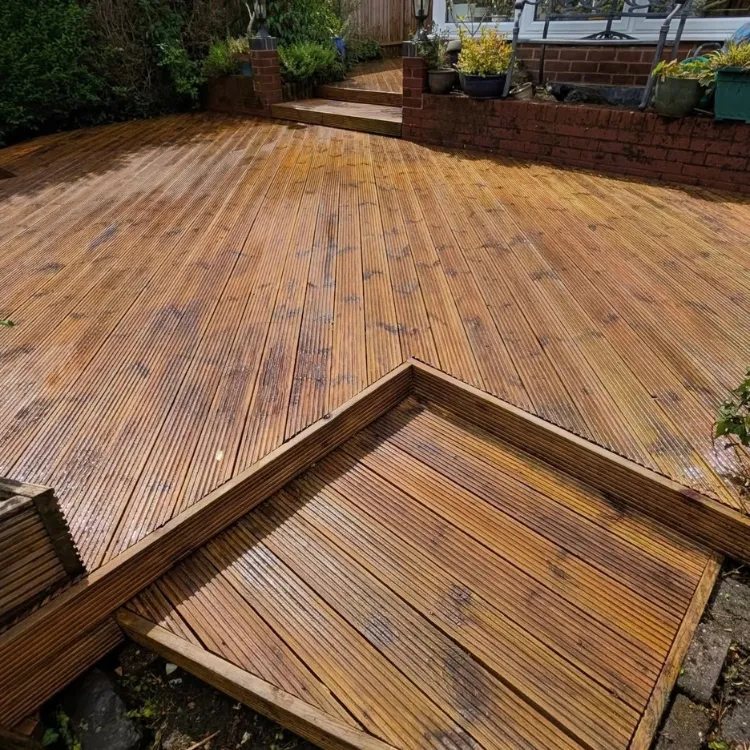 The same stepped decking after cleaning