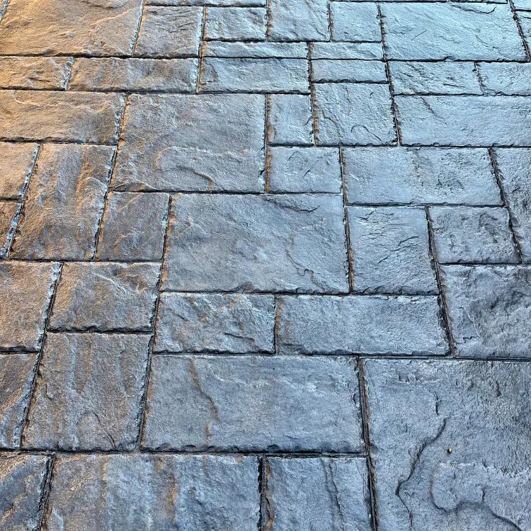 Close up of the same imprinted concrete after sealing