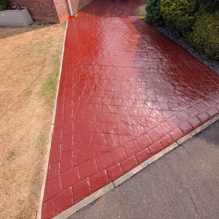 The same imprinted concrete after recolouring and sealing