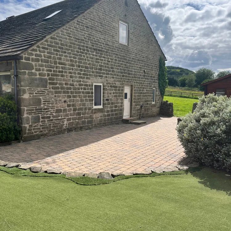 The same block paving after pressure washing