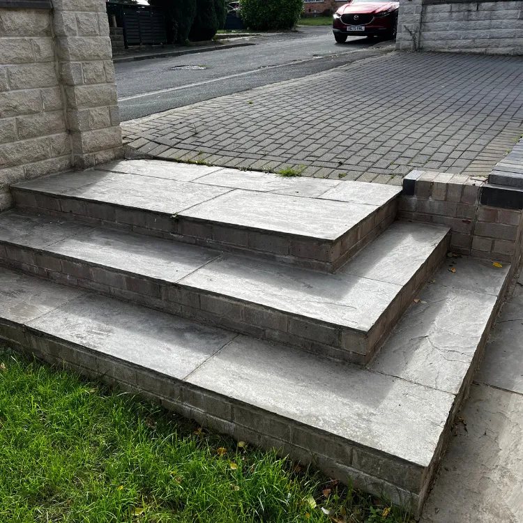 Sandstone steps in Alwoodley before pressure washing